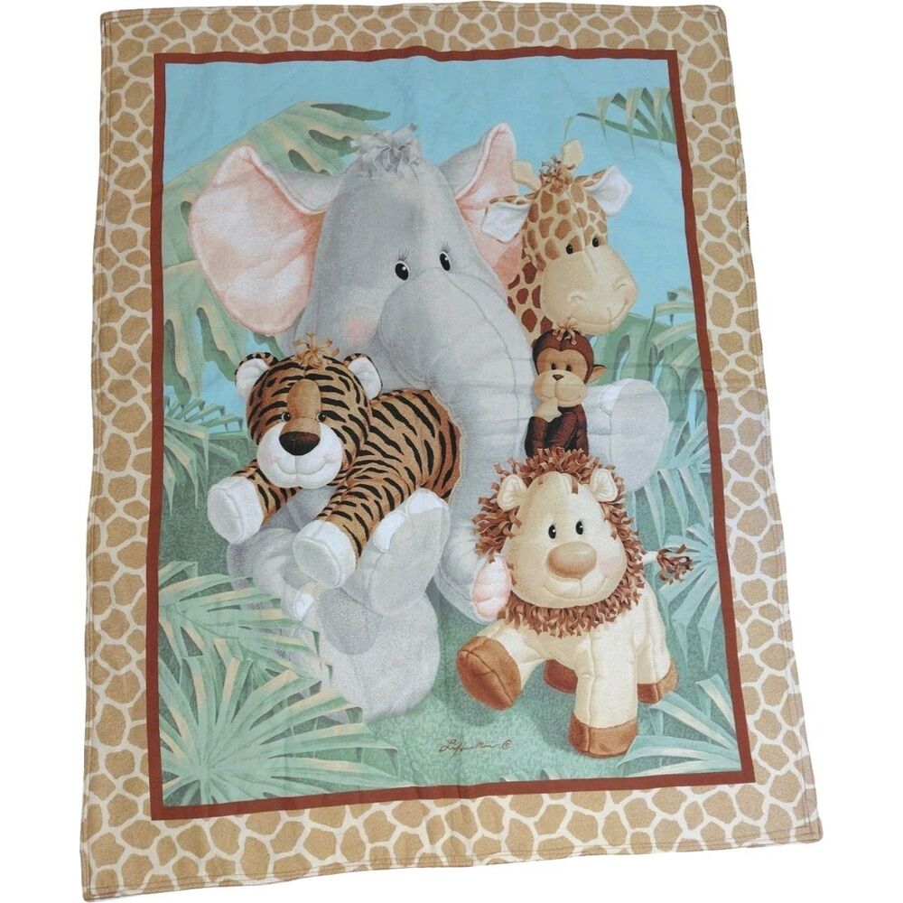 Baby Quilt Handmade Safari Animals Pastel Jungle Patty Reed Unisex